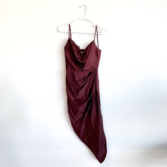 SIZE XS HOUSE OF CB REVA RAISIN SATIN BALCONY CORSET DRESS - Picture 2 of 8